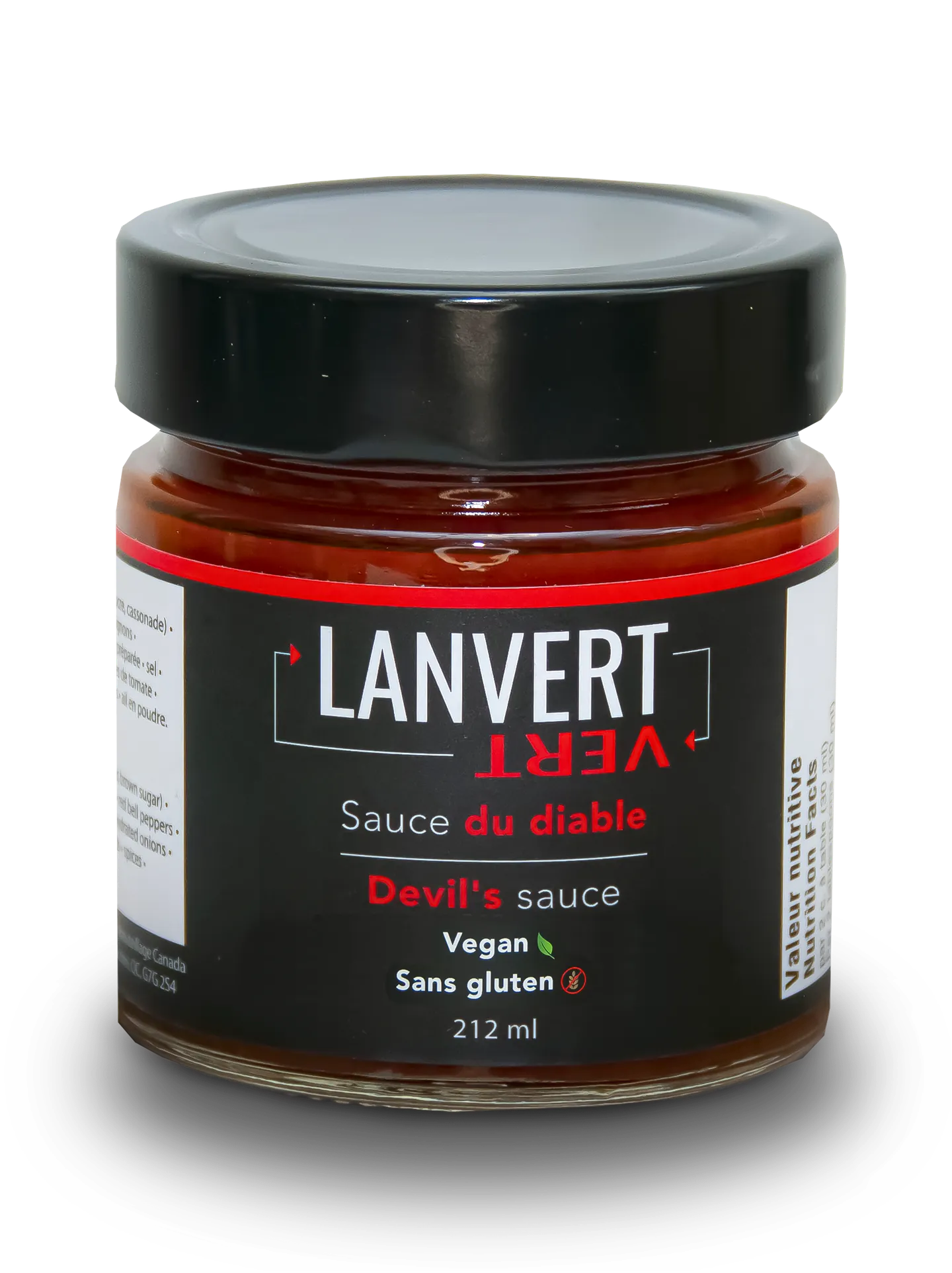 Pot de sauce du diable Lanvert, 212 ml, étiquette noire à bandeau rouge